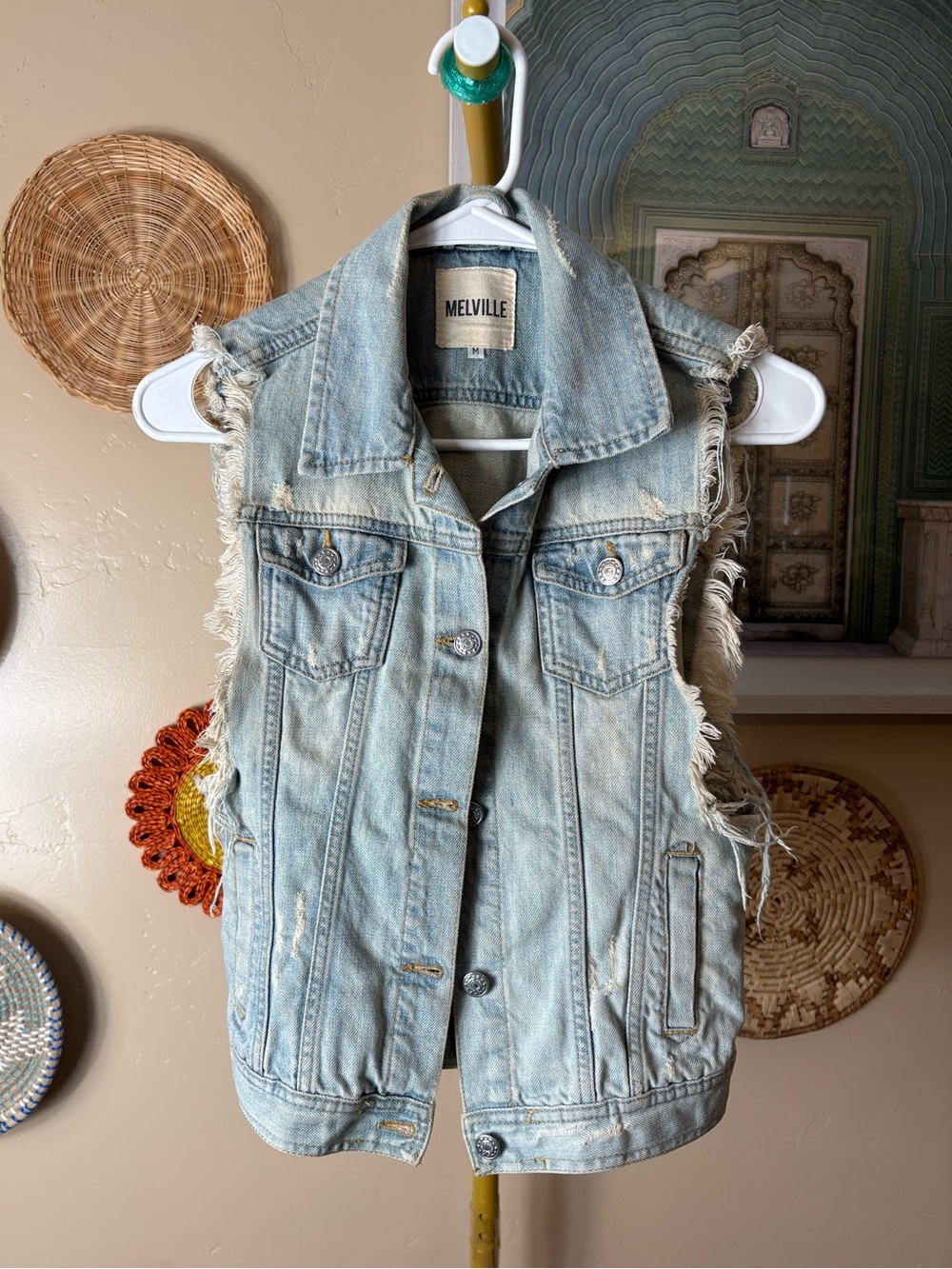 Brandy Melville Light Wash Blue Denim Vest